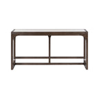 Front view of transitional sofa table with USB port in dark walnut finish. Clean lines and engineered wood construction for versatile use.