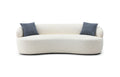Beige Boucle 3-Seater Curved Sofa with Mid-Century Modern Design