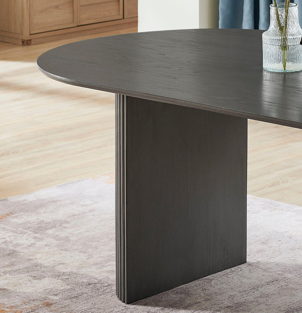 Venezia Oval Gray Oak Dining Table for 6 with Dual Base.