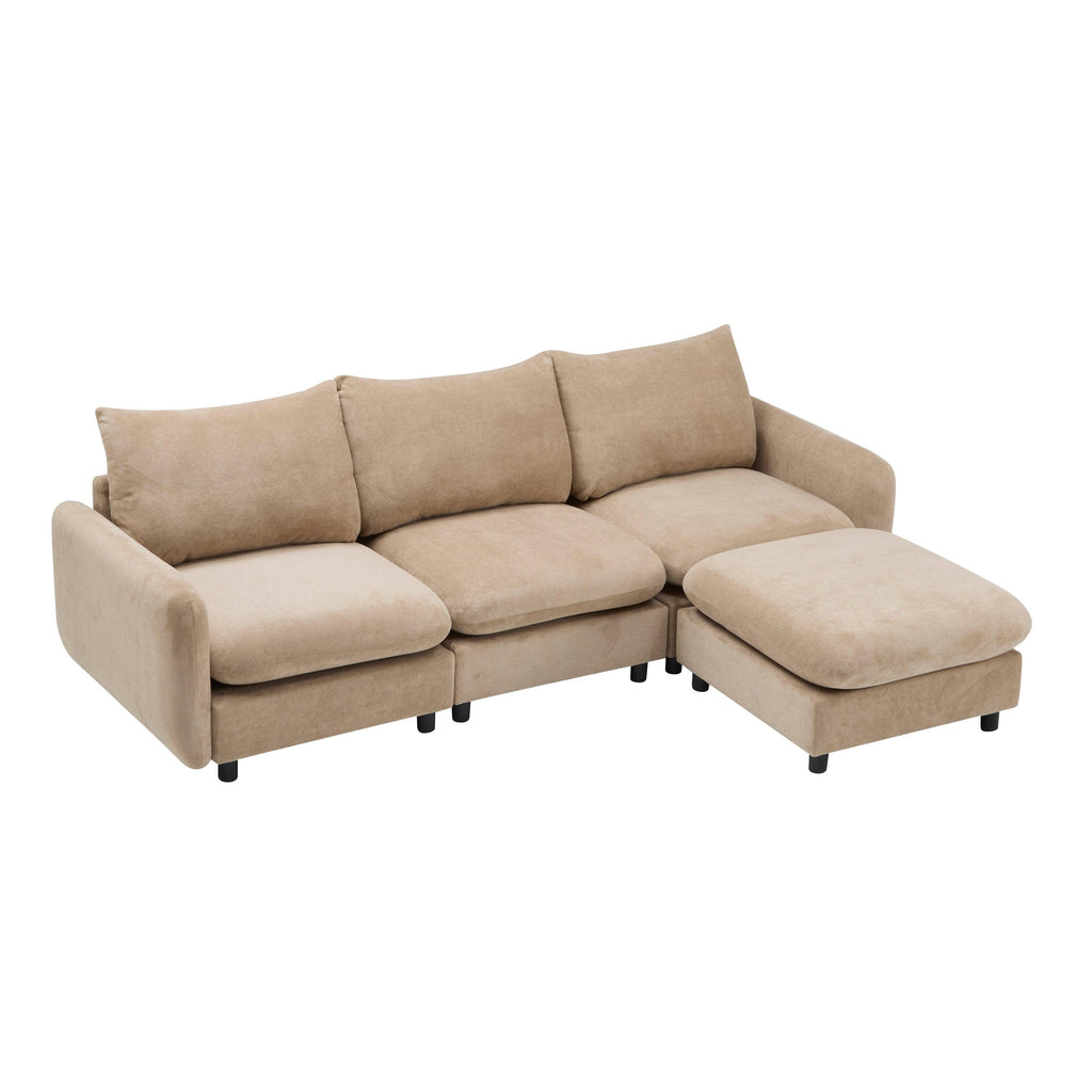 99 in. 4-Piece Modular Velvet Sectional Sofa with Ottoman.