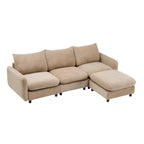 99 in. 4-Piece Modular Velvet Sectional Sofa with Ottoman.