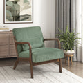 Green Plush Corduroy Accent Chair with Solid Rubber Wood Frame