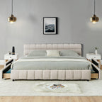 California King Upholstered Bed with Storage Drawer.