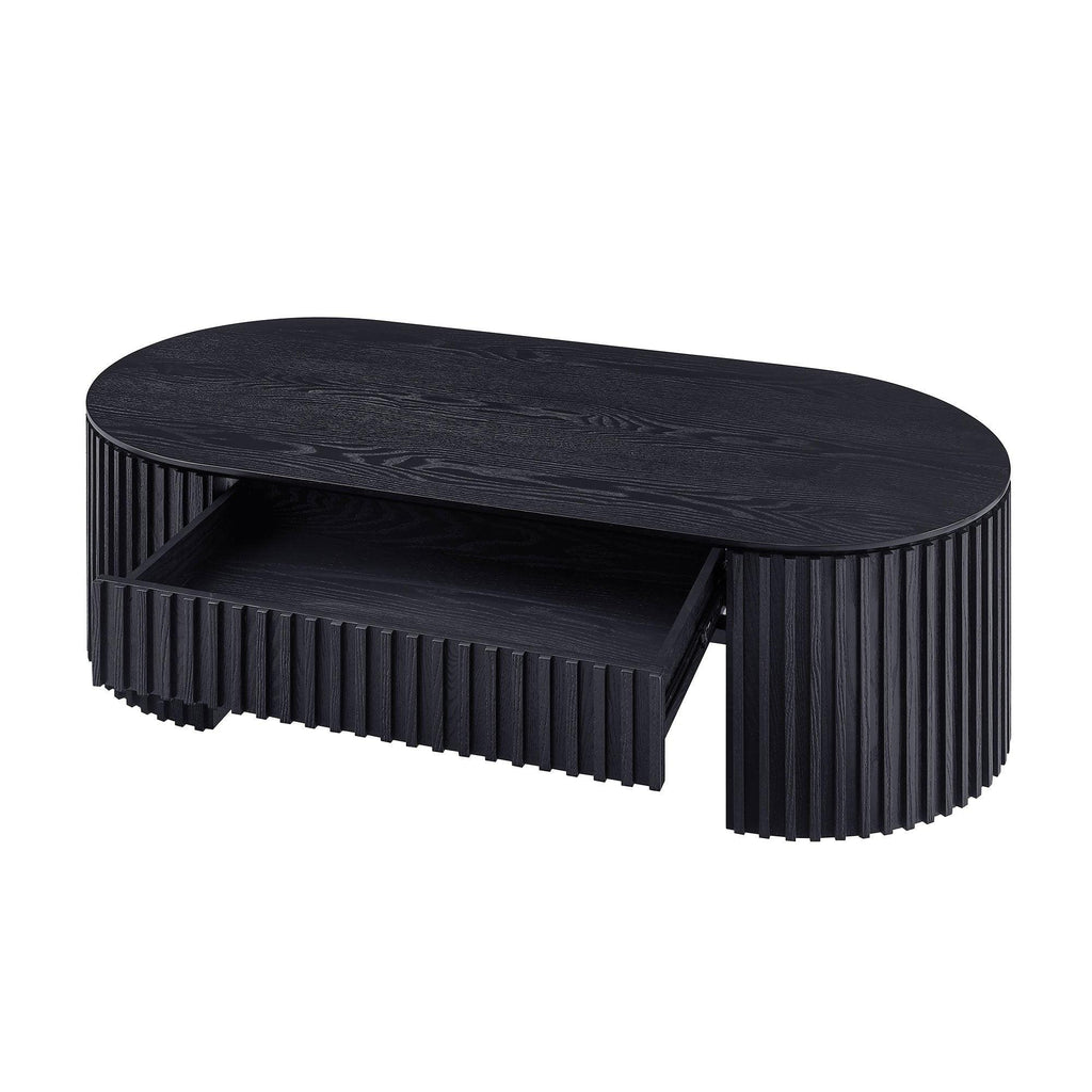 51.18'' Oval Coffee Table with Drawer for Modern Living Room.
