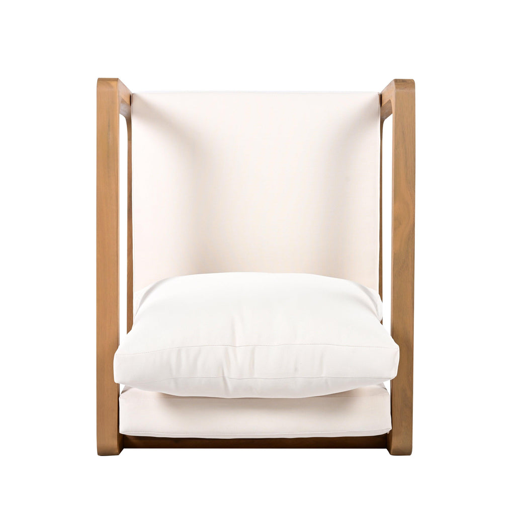 Outdoor Acacia Wood Lounge Chair with Oversized Cushion Set.