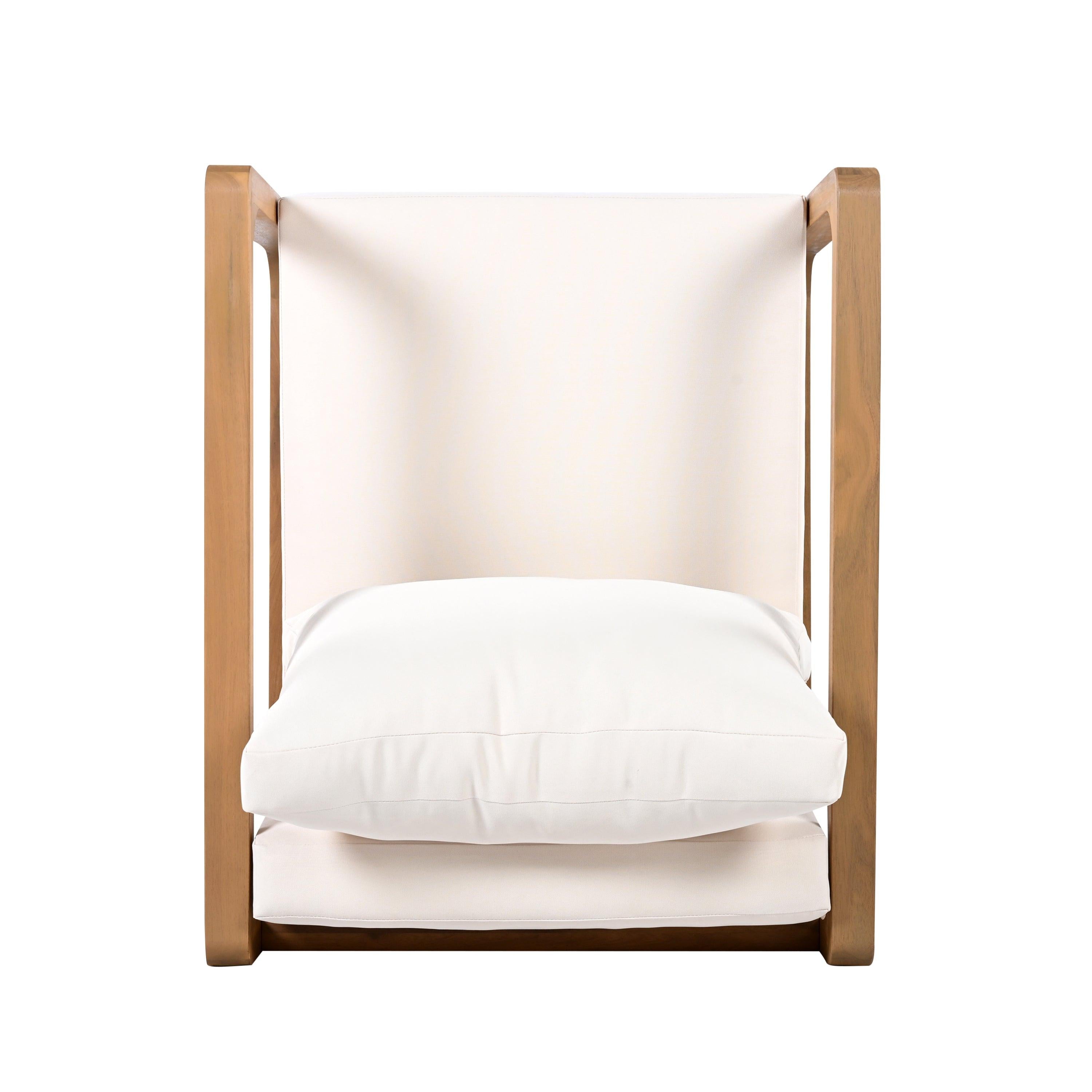 Outdoor Acacia Wood Lounge Chair with Oversized Cushion Set.