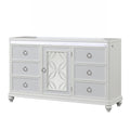 Abigale 6-Drawer White Modern Dresser with LED and Storage Cabinet