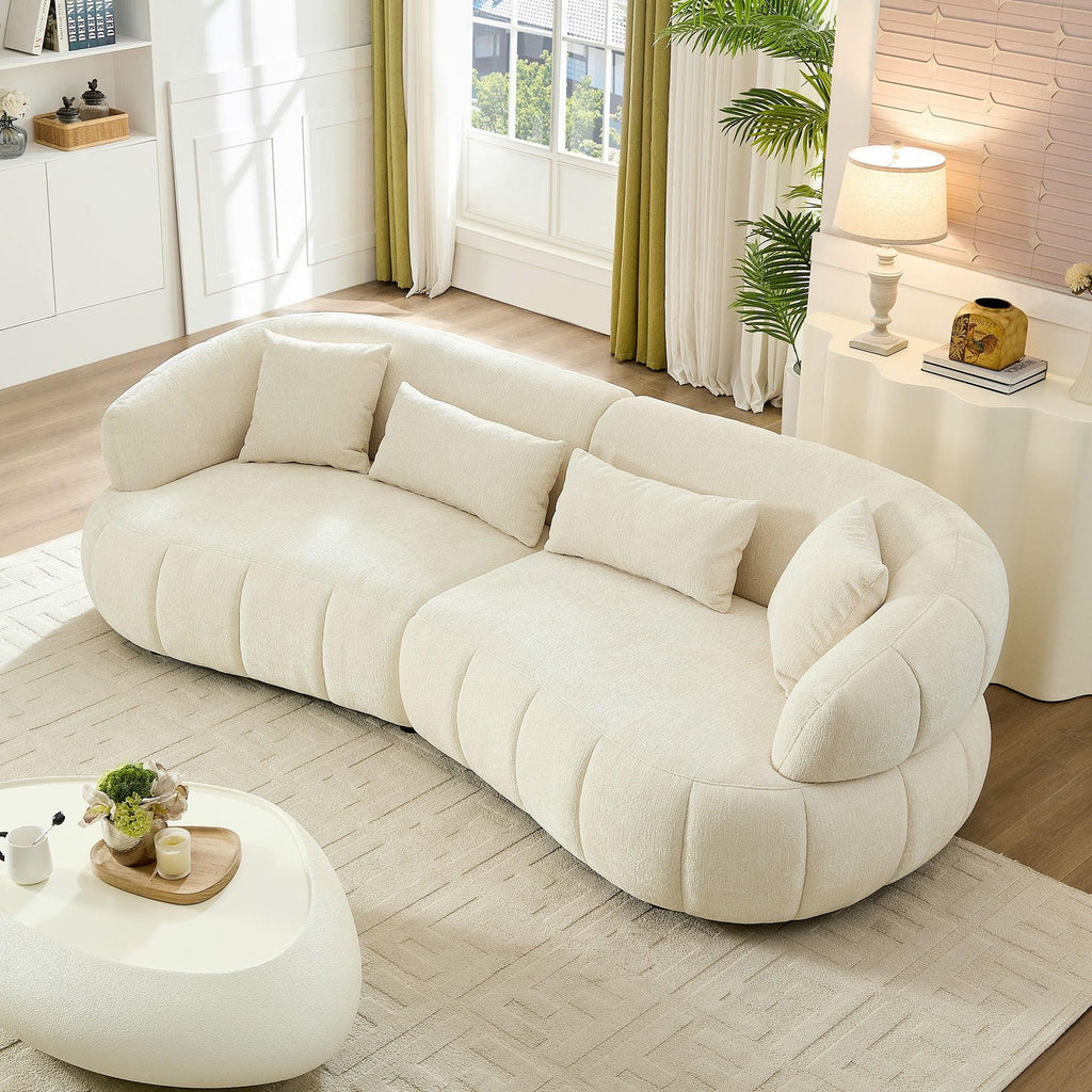 Modern Curved Sectional Sofa for Living Room - Beige.