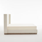 Hosford Upholstered Wingback Bed - Full Size with Wood Base.