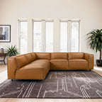 Findlay Mid Century Modern Vegan Leather Sectional Sofa.
