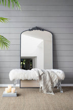 66" x 36" Full Length Mirror, Arched Mirror Hanging or Leaning Against Wall, Large Black Mirror for Living Room - Groovy Boardz