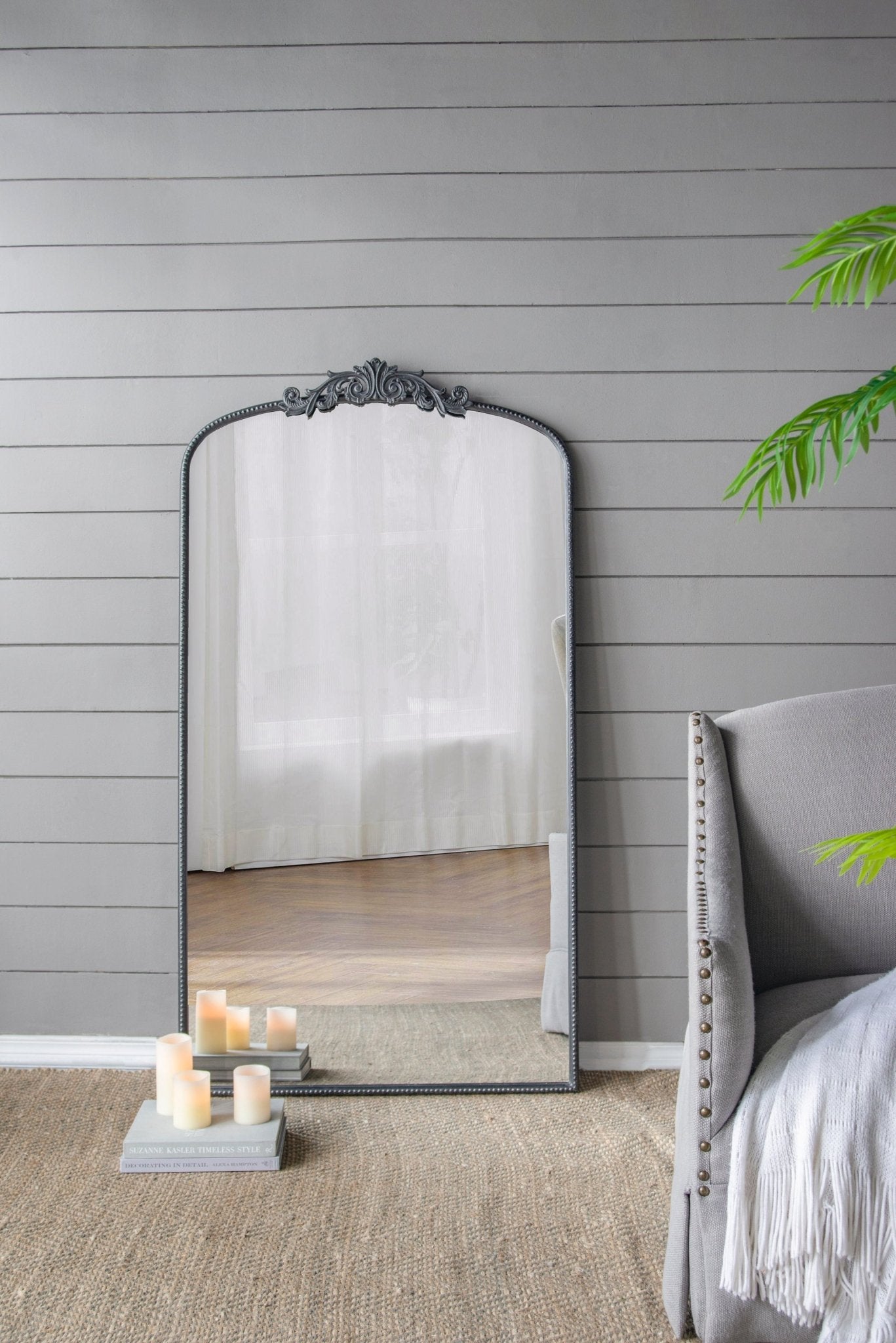 66" x 36" Full Length Mirror, Arched Mirror Hanging or Leaning Against Wall, Large Black Mirror for Living Room - Groovy Boardz