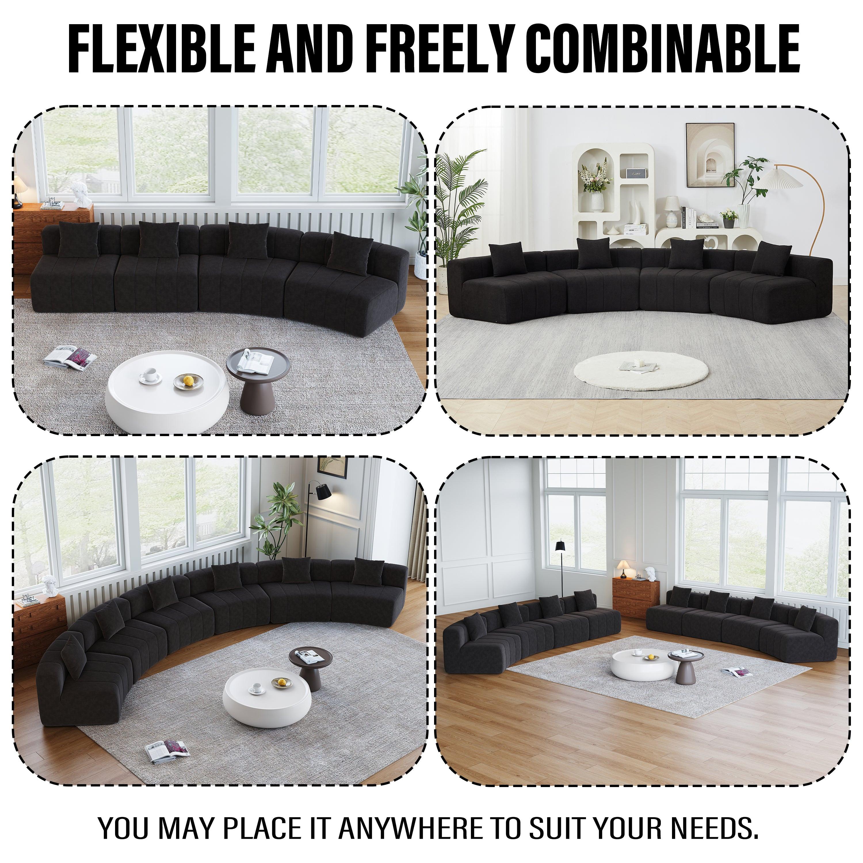 Curved Sectional Sofa with 6 Pillows for Any Room.