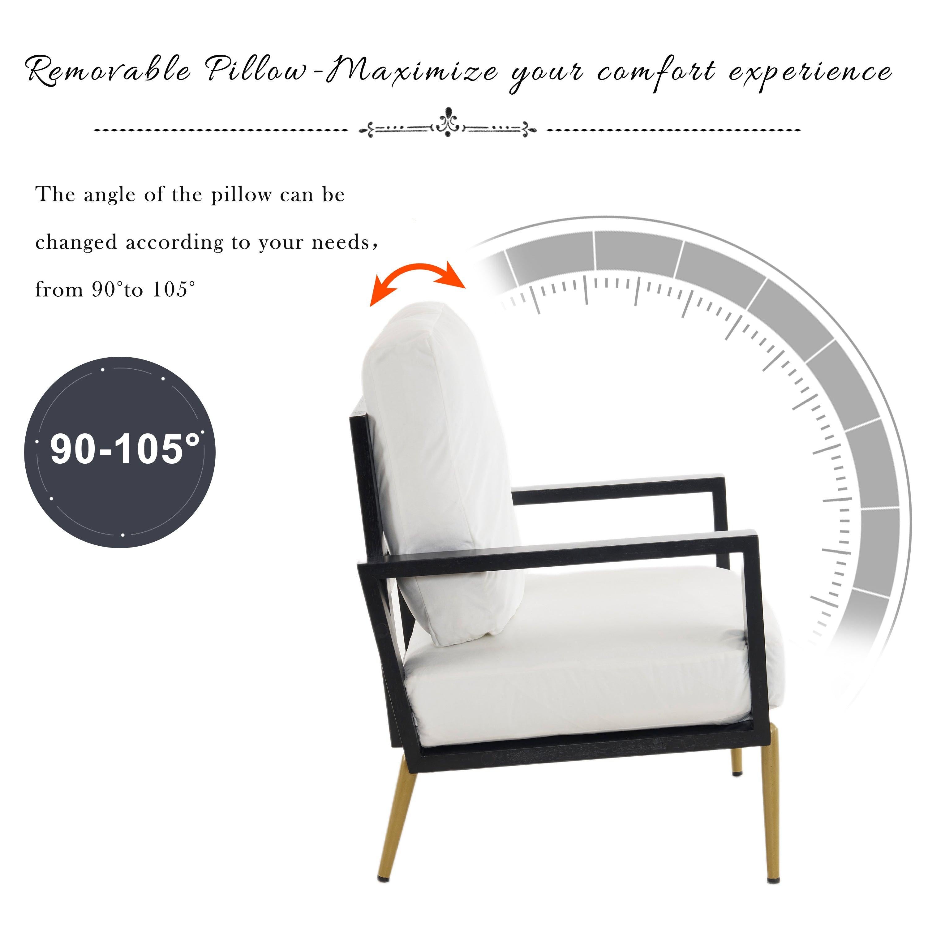 Mid-Century Modern Armchair - White Velvet and Gold Legs.