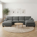 130-Inch Grey Chenille U-Shape Modular Cloud Sofa with 6 Seats