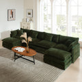 Green Chenille U-Shaped Sectional Sofa with Reversible Chaise