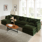 Green Chenille U-Shaped Sectional Sofa with Reversible Chaise