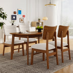 Back view of Mid-Century Modern Dining Chairs set of 4 around a wooden dining table in a modern interior.