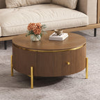Modern Round Coffee Table with Storage Drawers.