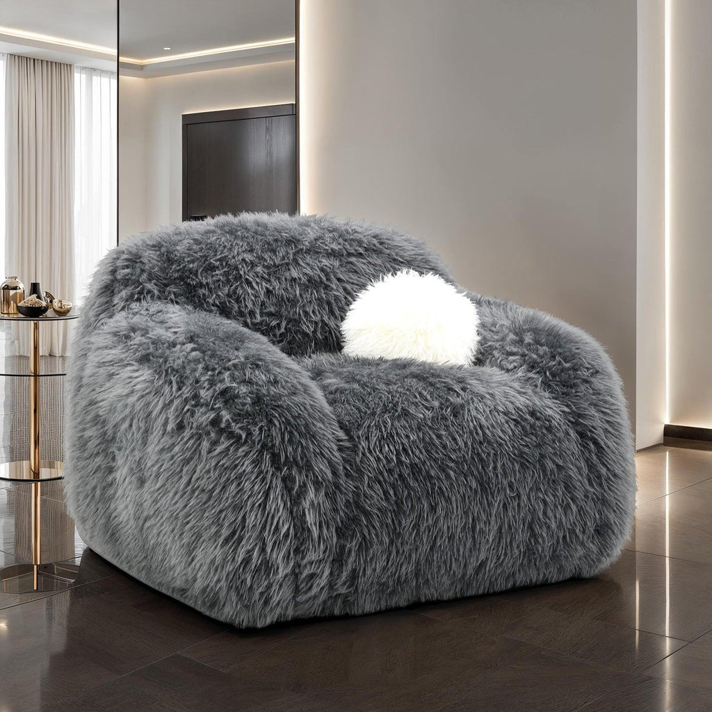 Dark Gray Contemporary Accent Swivel Chair with Pillow.