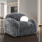 Dark Gray Contemporary Accent Swivel Chair with Pillow.