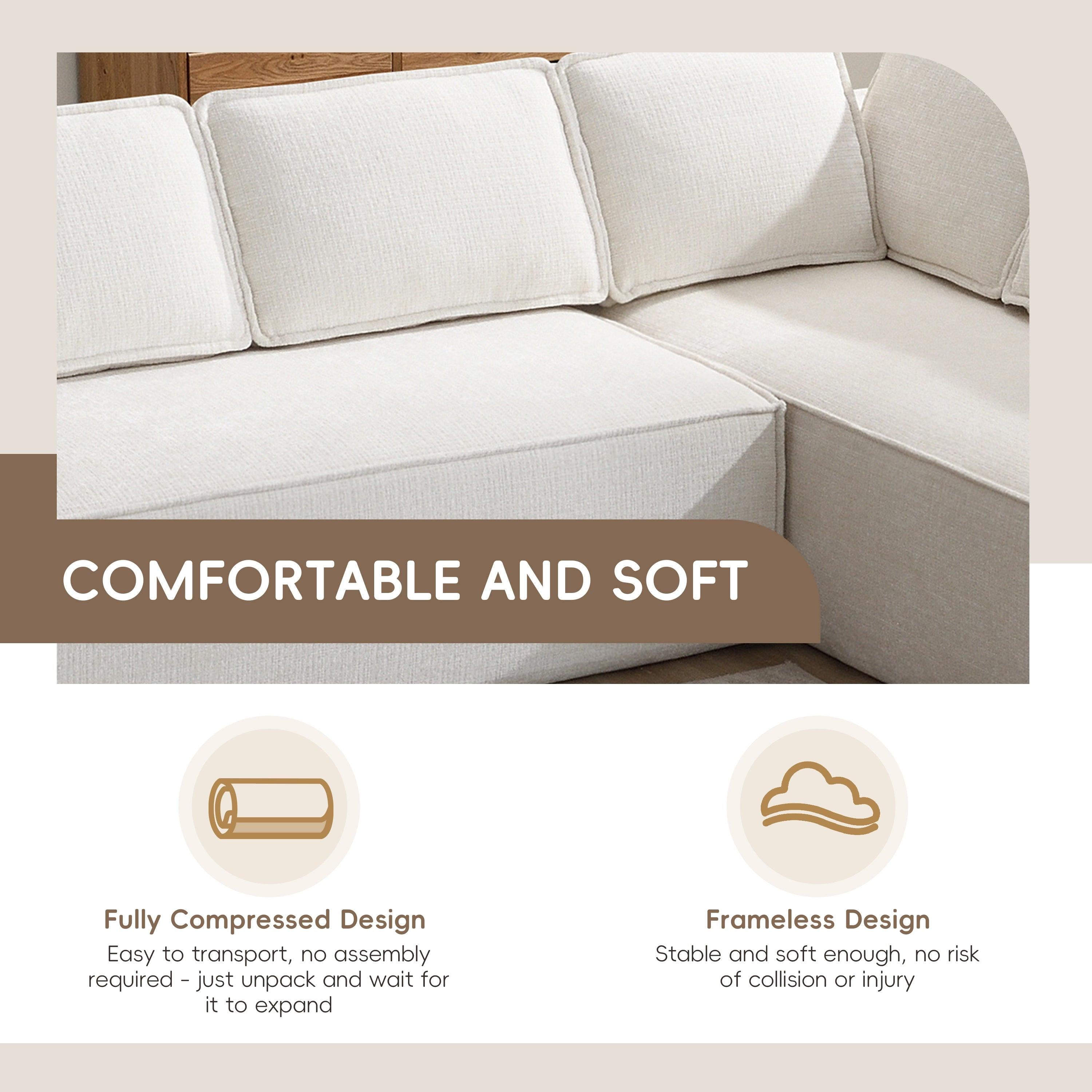 Minimalist Modular Sectional Sofa with Wrinkle-Resistant Fabric.
