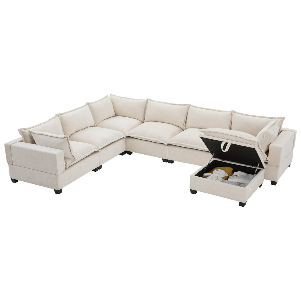 117.5'' Modular Sectional Sofa with Movable Storage Ottoman.