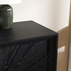 Black Farmhouse Credenza with Sunburst Door Design.