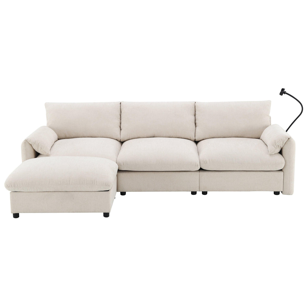 Versatile L-Shaped Sectional Sofa with Storage Ottoman.