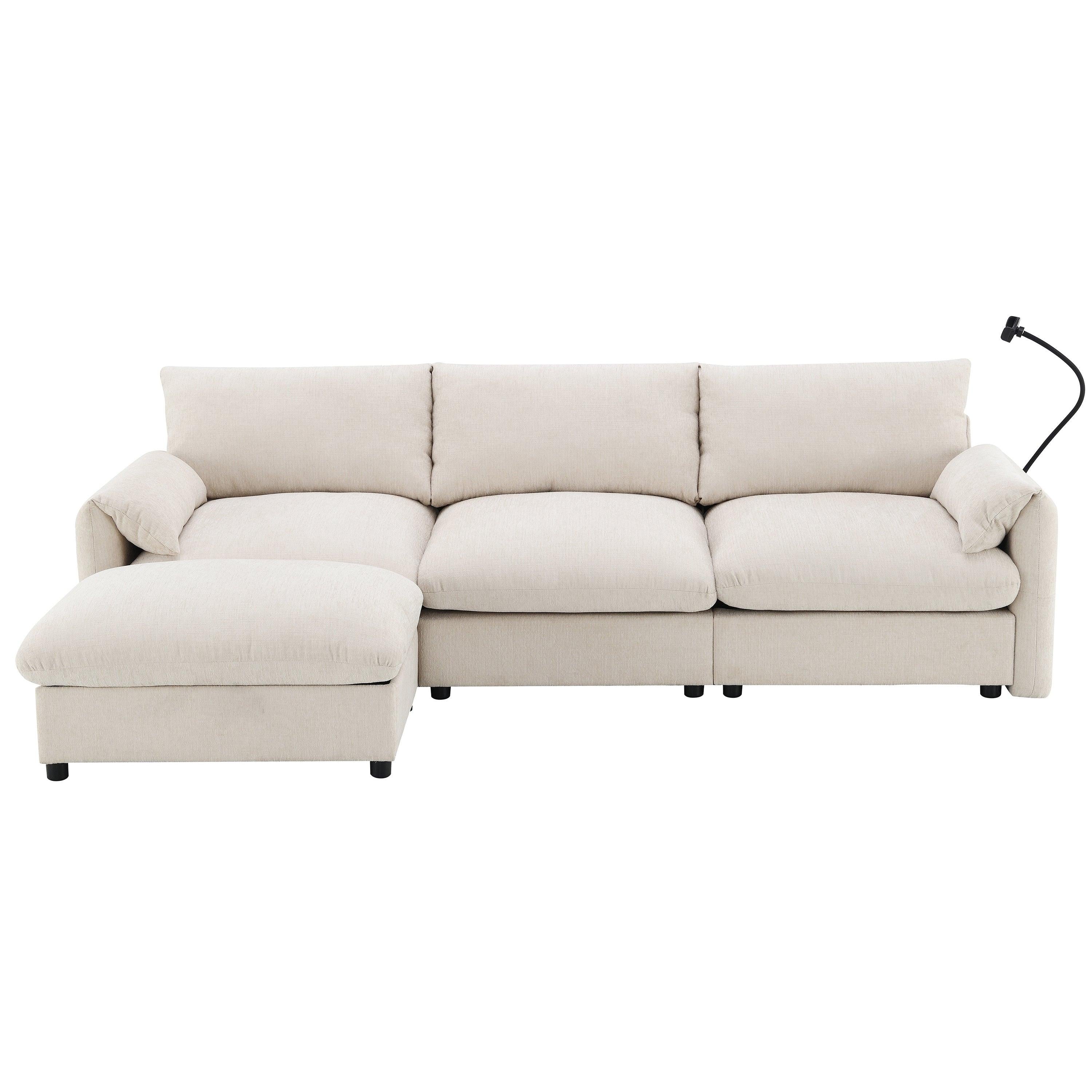 Versatile L-Shaped Sectional Sofa with Storage Ottoman.
