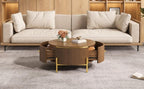 Modern Round Coffee Table with Storage Drawers.