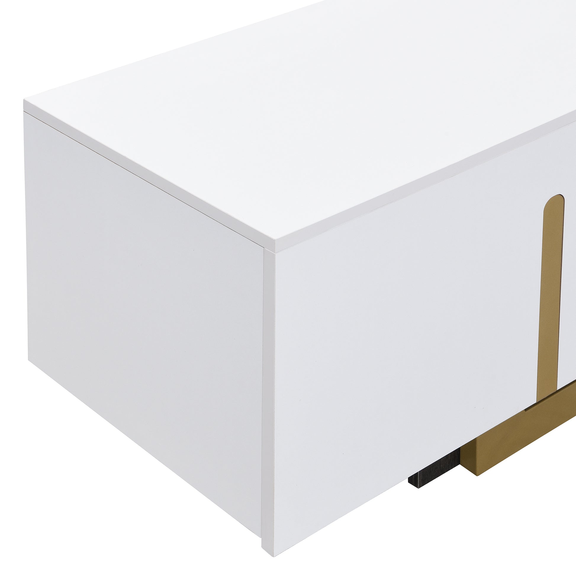 U-Can 66.7'' Light Luxury TV Stand for TVs up to 70 Inches, Modern TV Cabinet with Metal Legs, 1 Drawer, 2 Cabinets and Adjustable Shelves for Living room Media Console