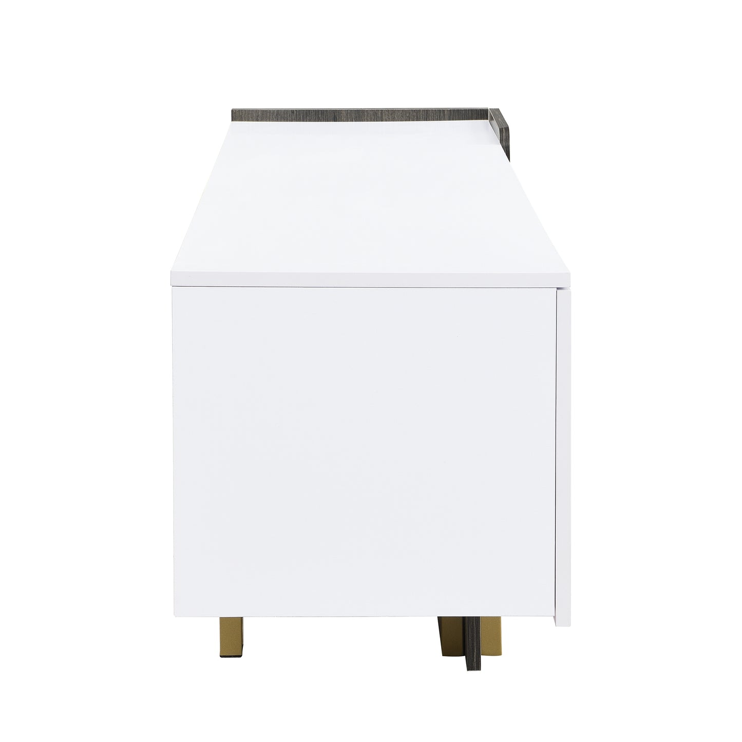 U-Can 66.7'' Light Luxury TV Stand for TVs up to 70 Inches, Modern TV Cabinet with Metal Legs, 1 Drawer, 2 Cabinets and Adjustable Shelves for Living room Media Console