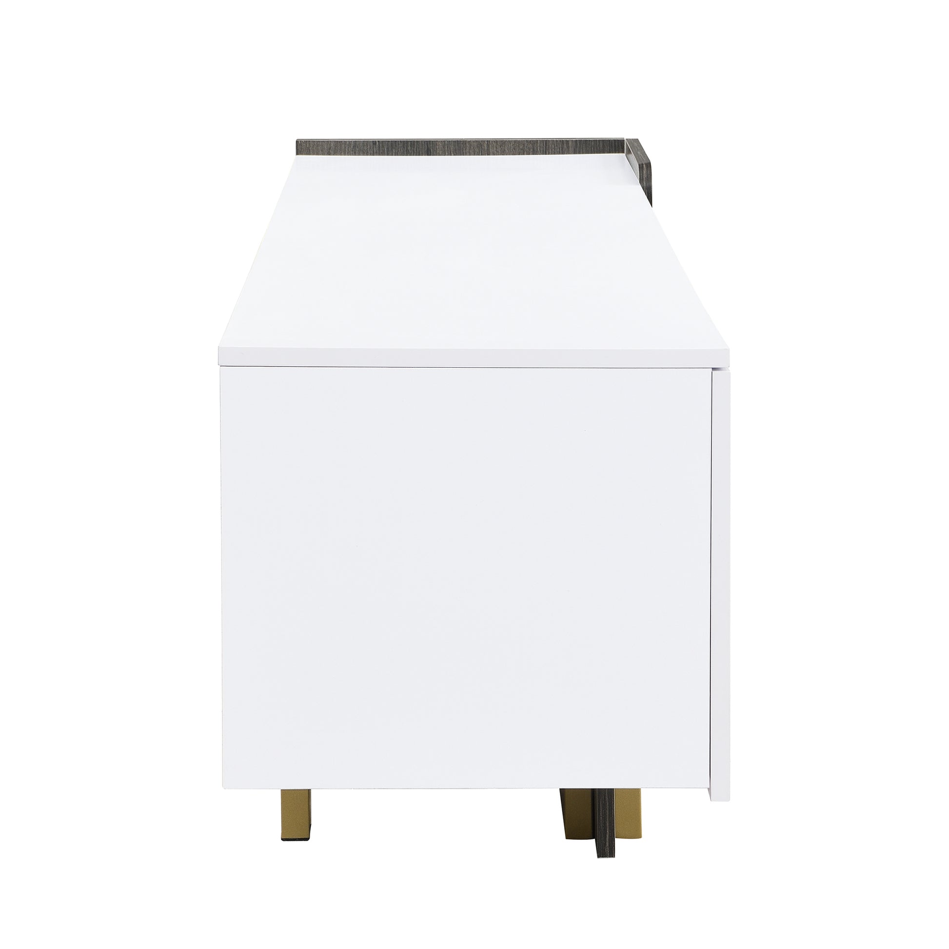 U-Can 66.7'' Light Luxury TV Stand for TVs up to 70 Inches, Modern TV Cabinet with Metal Legs, 1 Drawer, 2 Cabinets and Adjustable Shelves for Living room Media Console