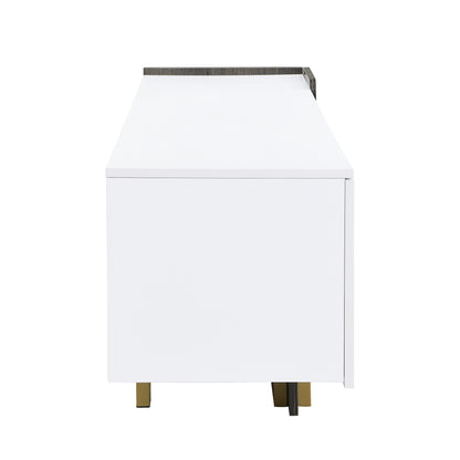 U-Can 66.7'' Light Luxury TV Stand for TVs up to 70 Inches, Modern TV Cabinet with Metal Legs, 1 Drawer, 2 Cabinets and Adjustable Shelves for Living room Media Console