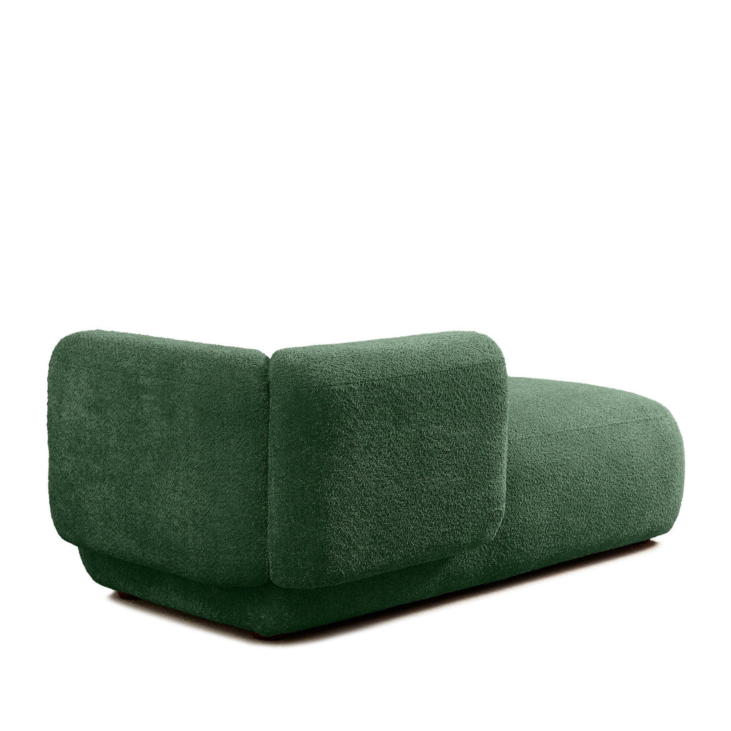 Upholstered Chaise Lounge - Green Foam & Spring Design.