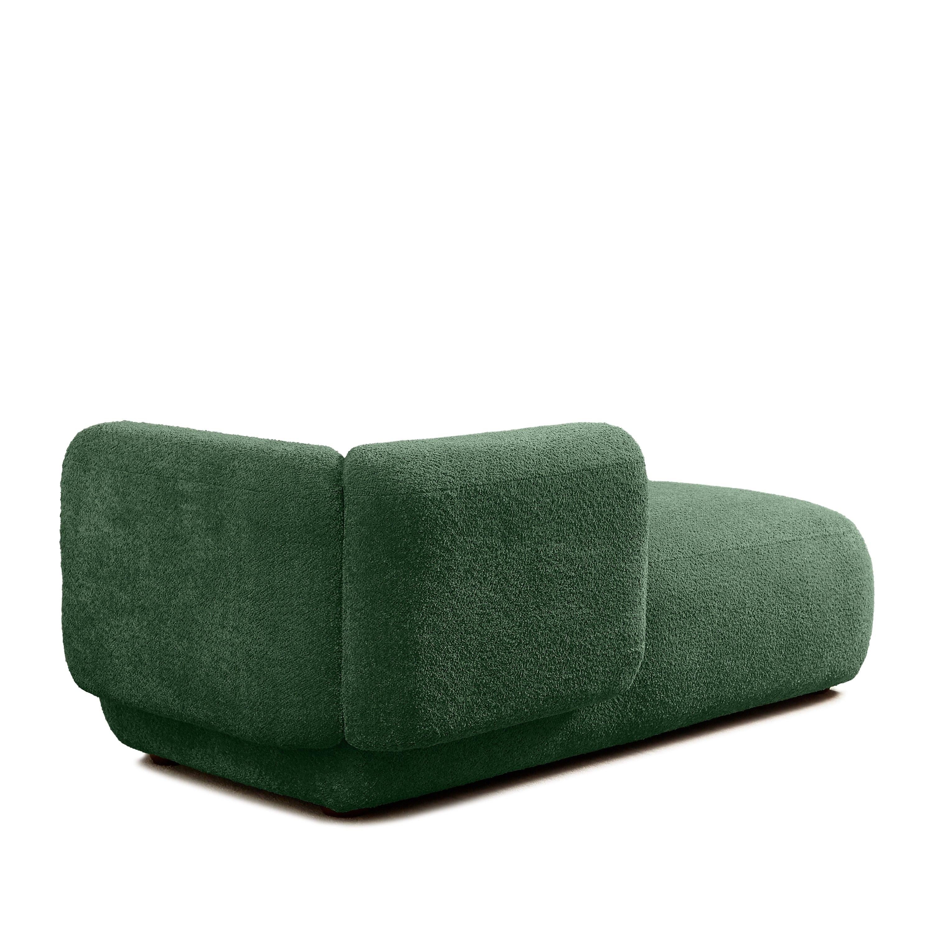 Upholstered Chaise Lounge - Green Foam & Spring Design.
