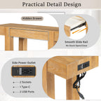 Rustic Wood Console Table with Outlet & Hidden Drawer.