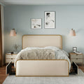 Modern Metal Queen Bed Frame with 4 Storage Drawers.