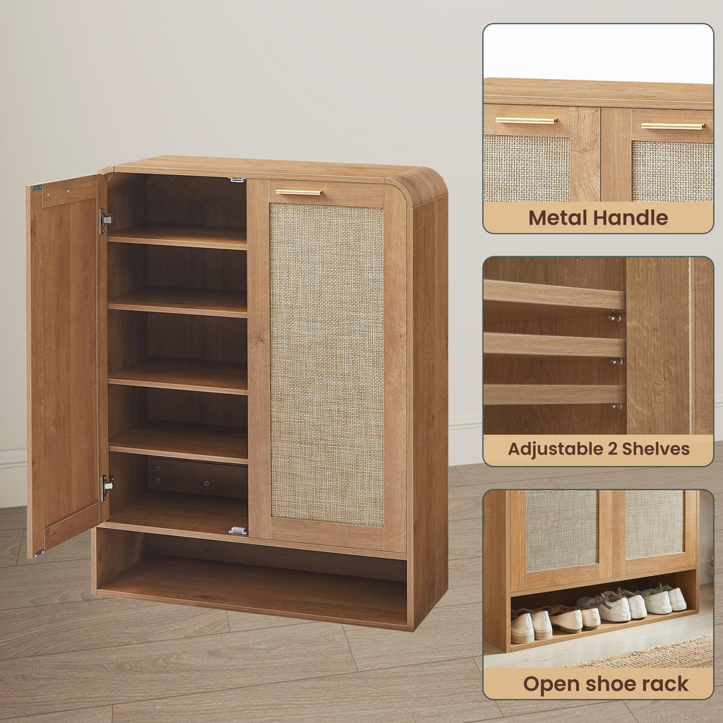 Rattan Shoe Cabinet with 6-Tiers for Shoe Storage.