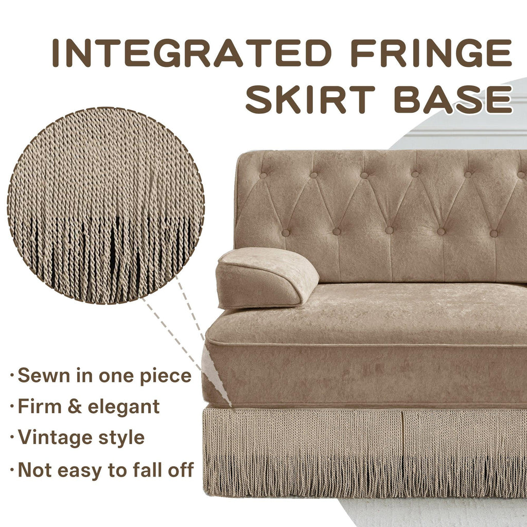 3-Seater Pet-friendly Velvet Sofa with Tassel Fringe Skirt.