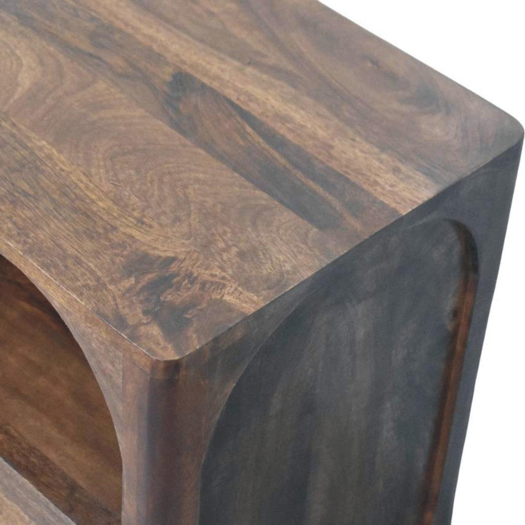 Solid Wood Arc-Line Bedside Table with Arch Design.
