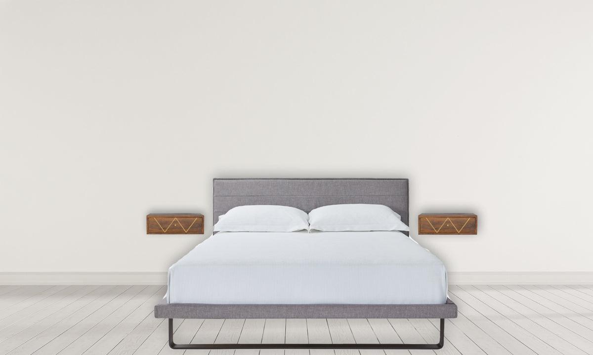 Solid wood Floating Chestnut Brass Bedside.