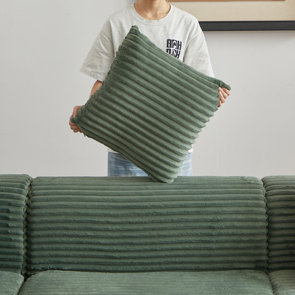 114-Inch Modular Corduroy Sofa with Adjustable Configuration.