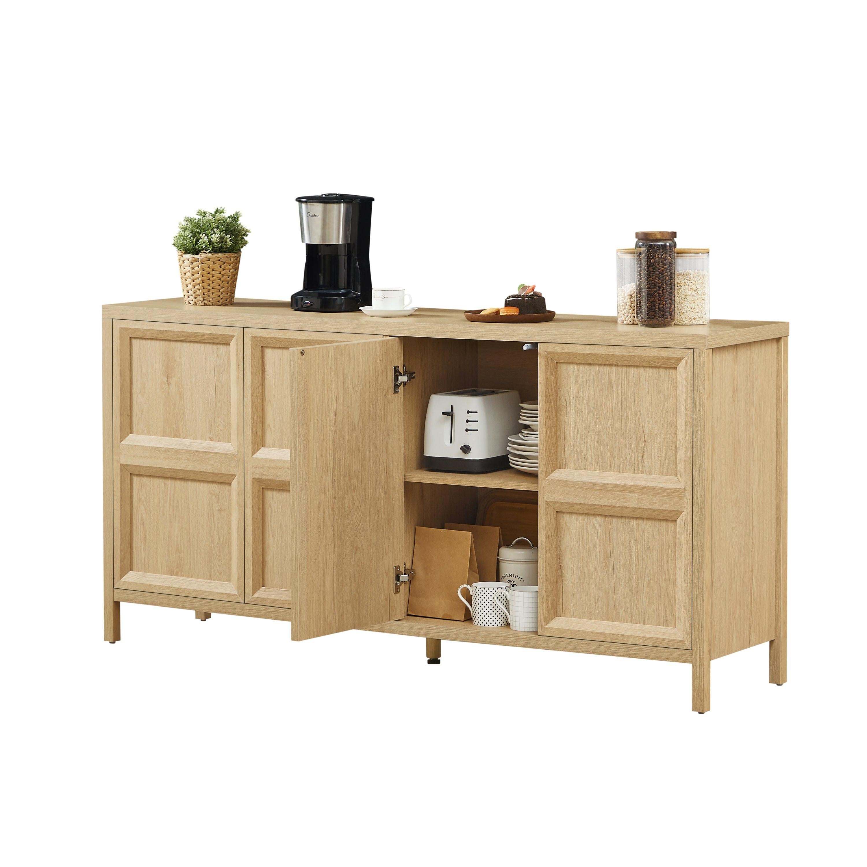 67'' Oak Sideboard Storage Cabinet with Tip-On Opening.