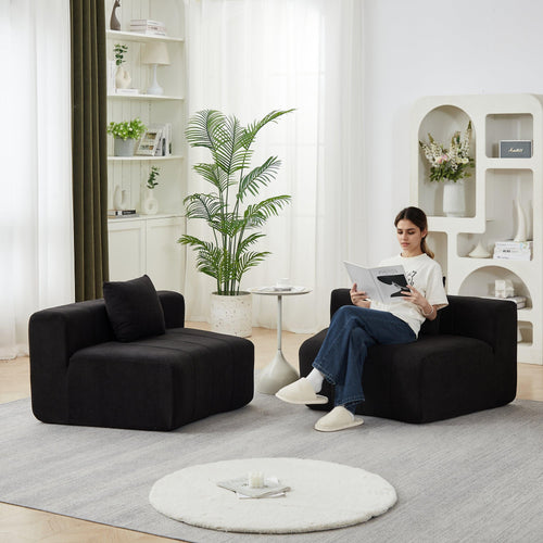 Chenille Curved Sectional Sofa with Pillows for Comfort.