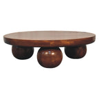 Solid wood Chestnut Central Ball Table, Brown