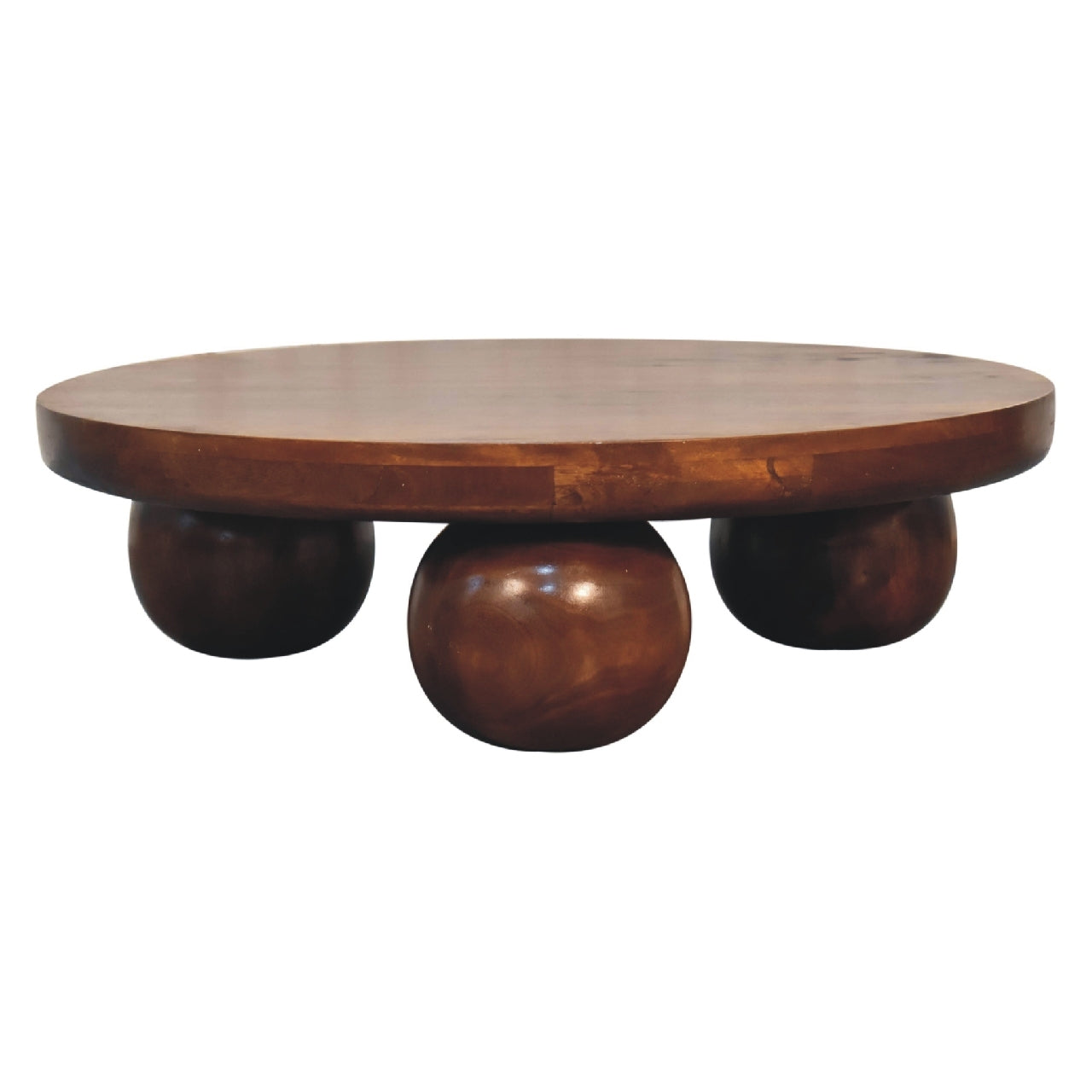 Solid wood Chestnut Central Ball Table, Brown