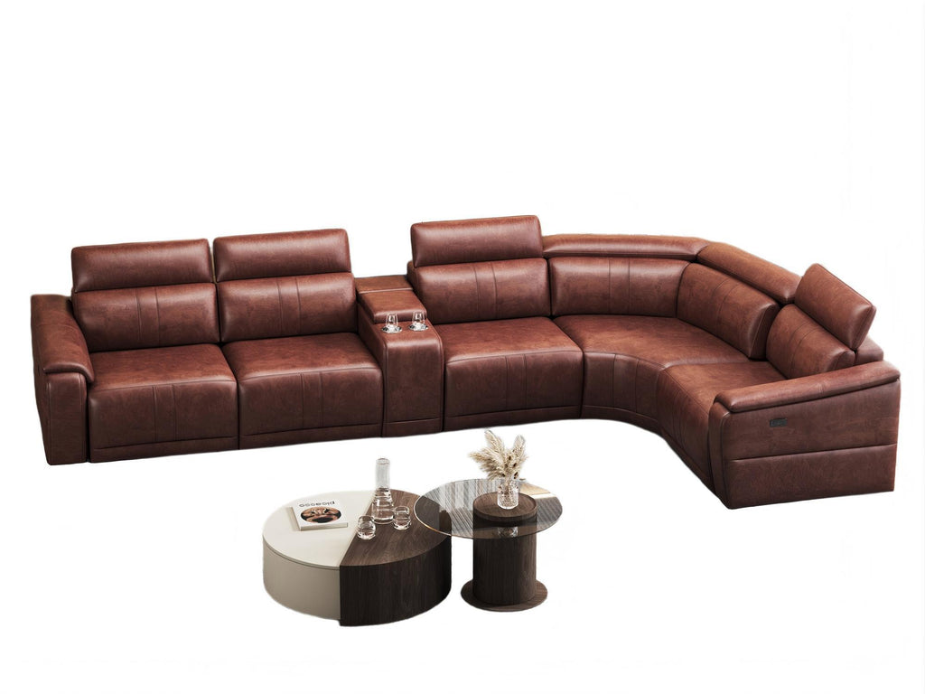 6-Piece Modular Leather Sectional Sofa for Living Room.