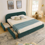 King Size Upholstered Bed Frame in Green - Modern Design.